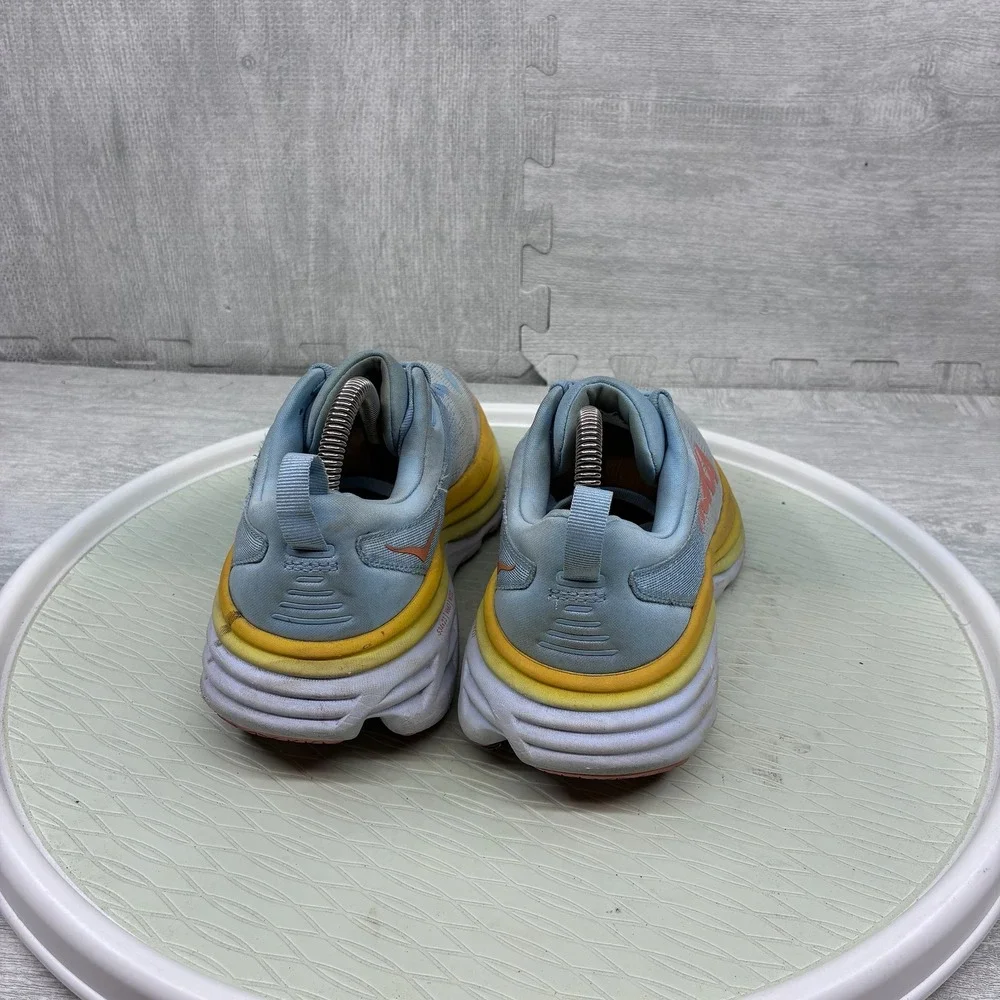 Hoka Bondi 8 Running Shoes Women's 8 Blue Yellow Mesh Sneakers 1127952 SSCA